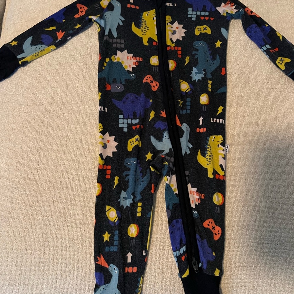 Little Sleepies Next Level Dinosaur Print One Piece zippy - Black